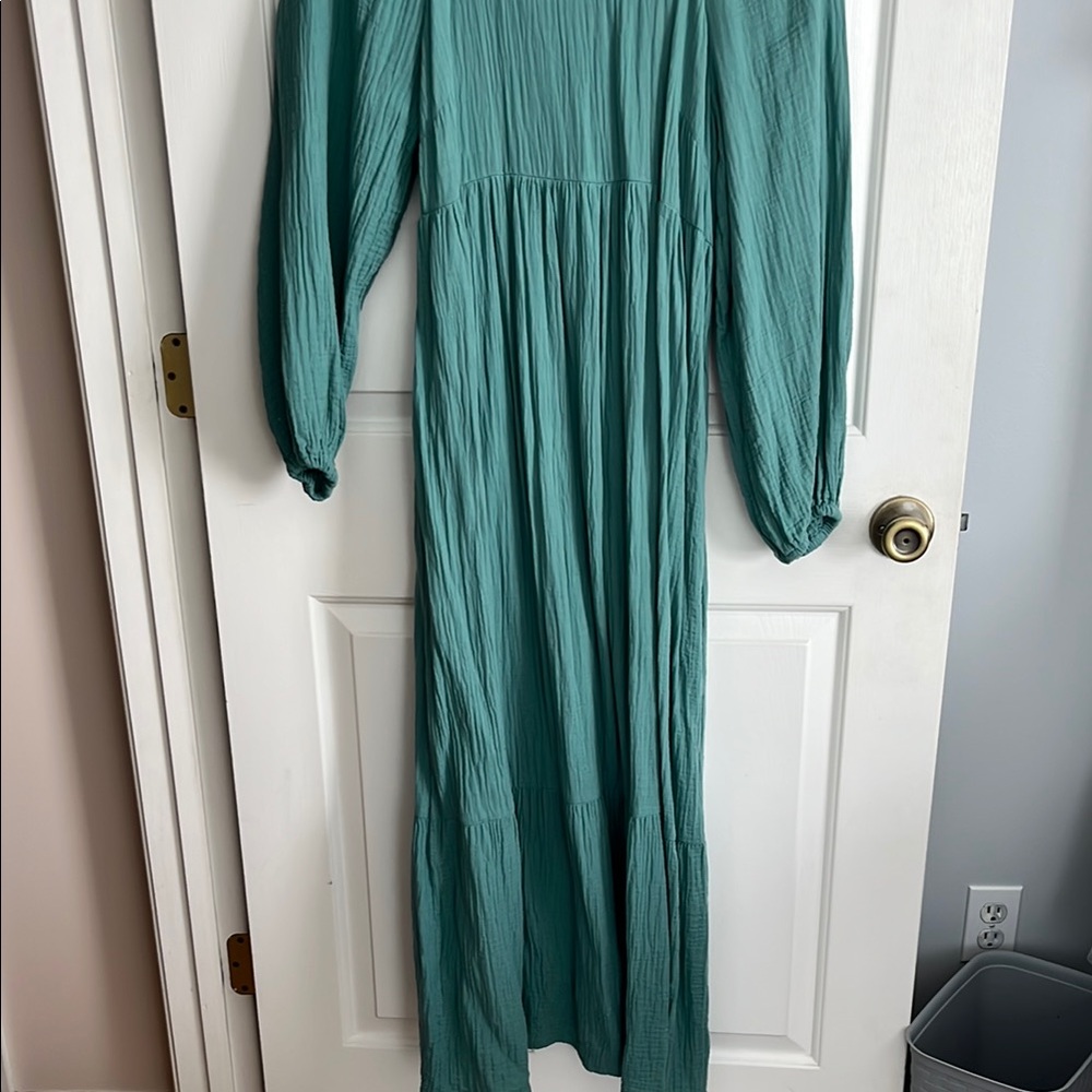 Universal Thread Green Tiered Gown with Bishop Sleeves